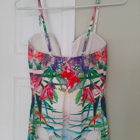 NWT Tropical V Plunge Neck Bodycon Midi Dress - Picture 7 of 10